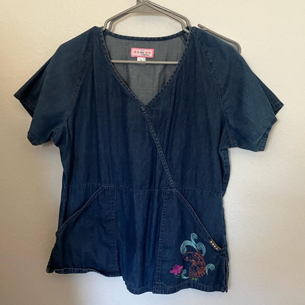 Koi Denim Top Scrub